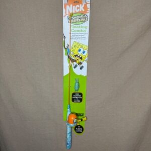 Zebco SpongeBob SquarePants Floating Fishing Pole Reel Combo Plankton Plug 2004